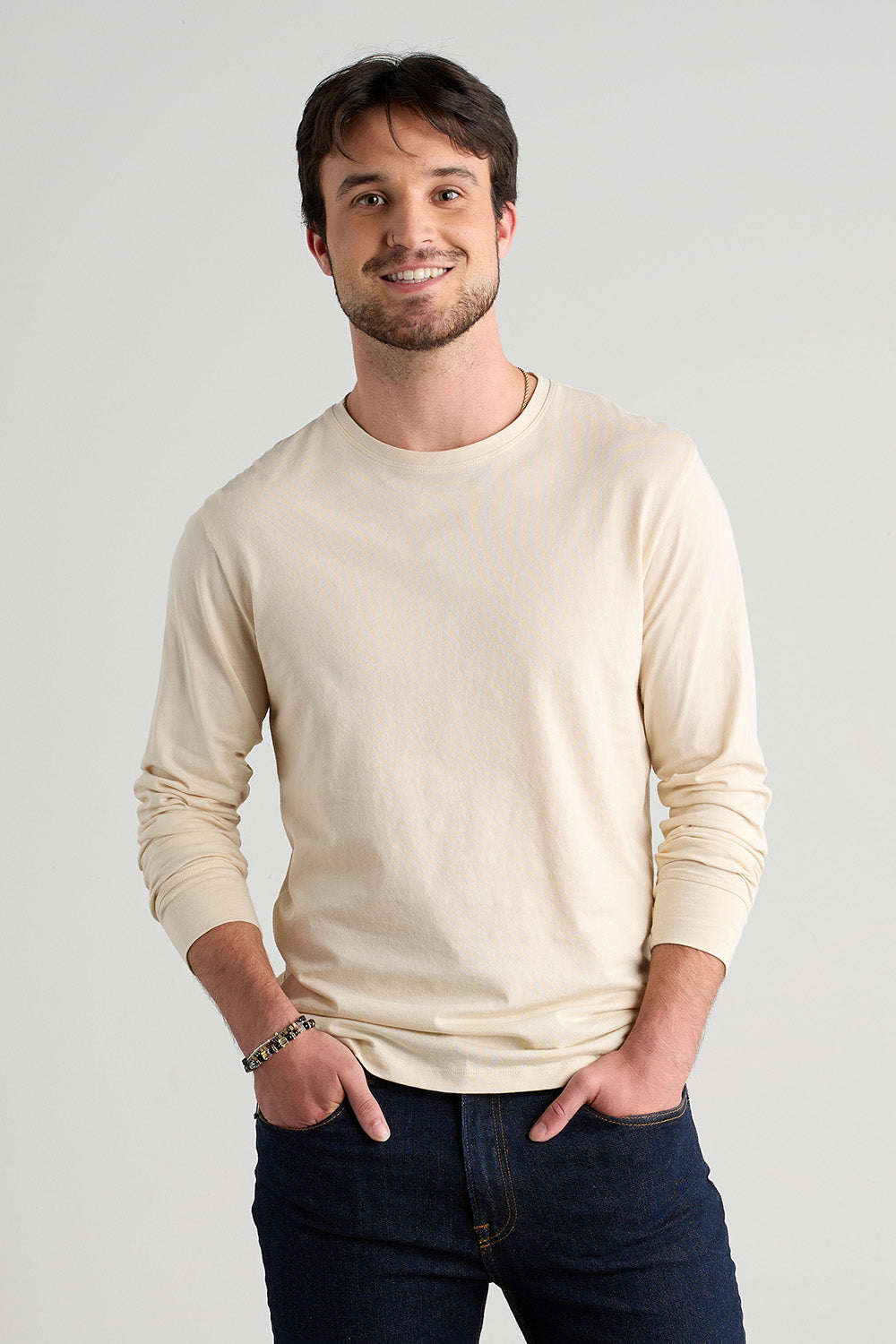 Men's 100% Organic Cotton Long Sleeve Crew Neck T-shirt