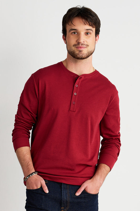 Men's Luxe 100% Organic Cotton Long Sleeve Henley